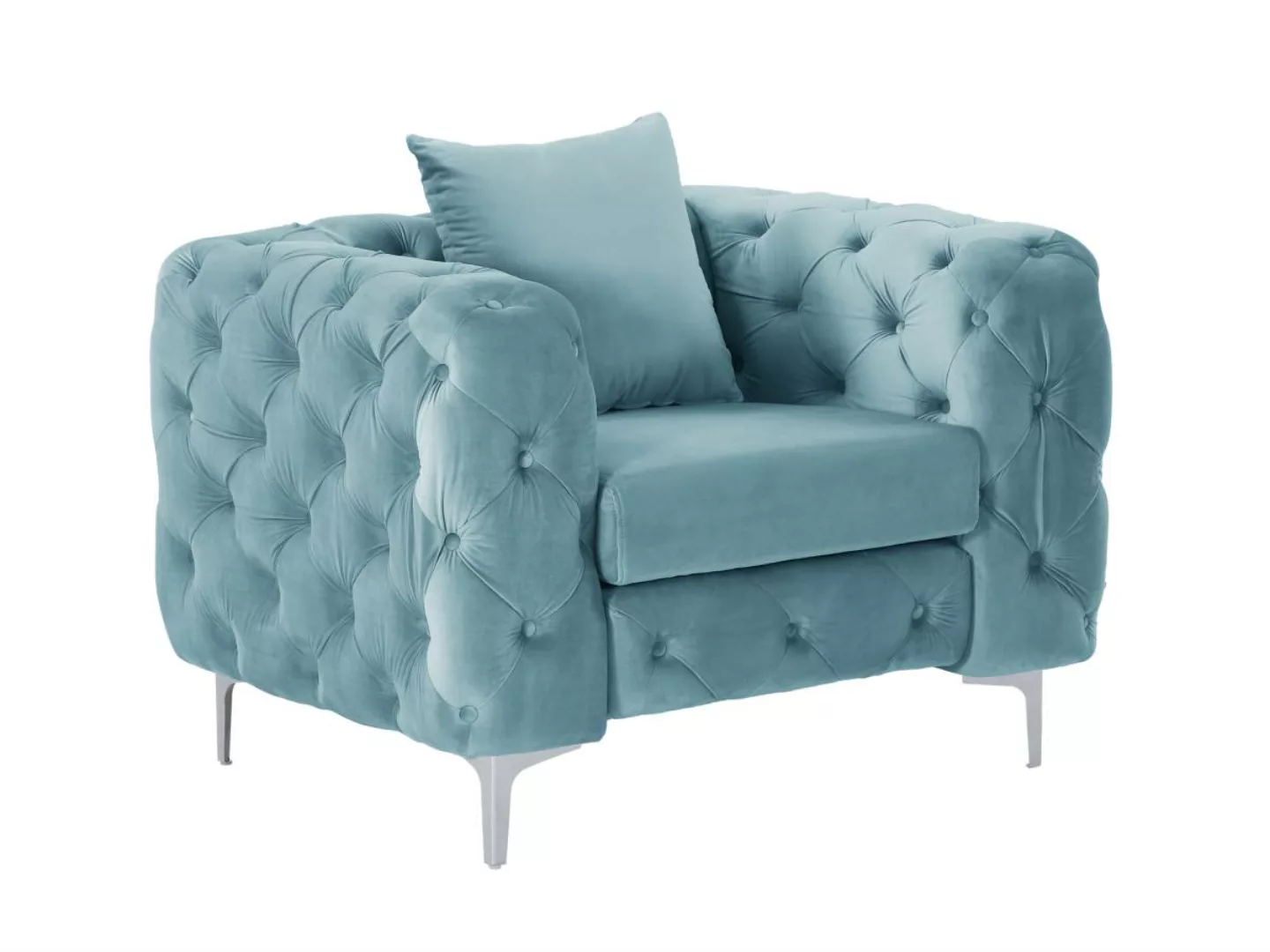 Chesterfield-Sessel - Samt - Pastellblau - EDWINA günstig online kaufen