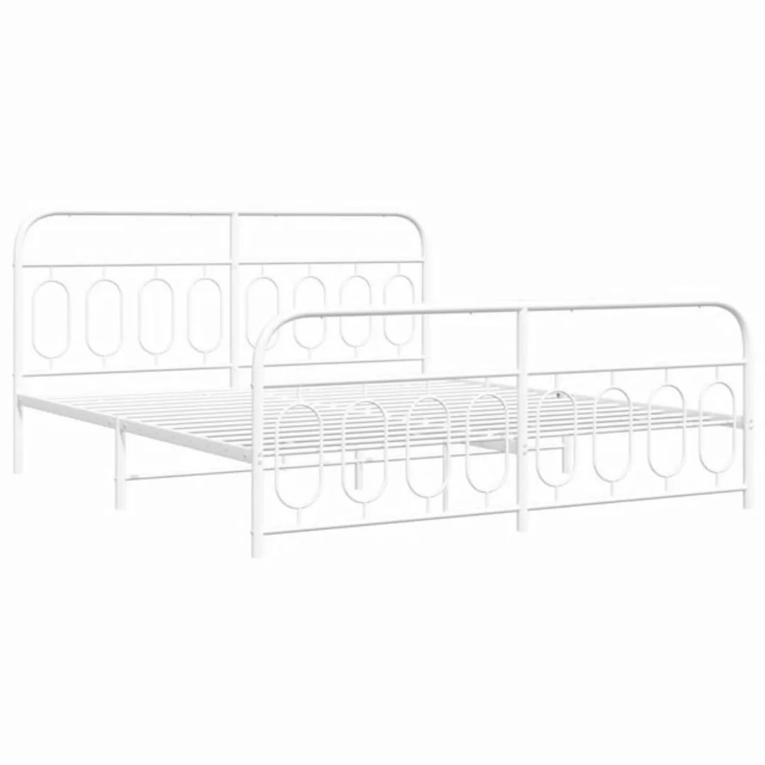 vidaXL Bett Bettgestell mit Kopf- und Fußteil Metall Weiß 193x203 cm günstig online kaufen