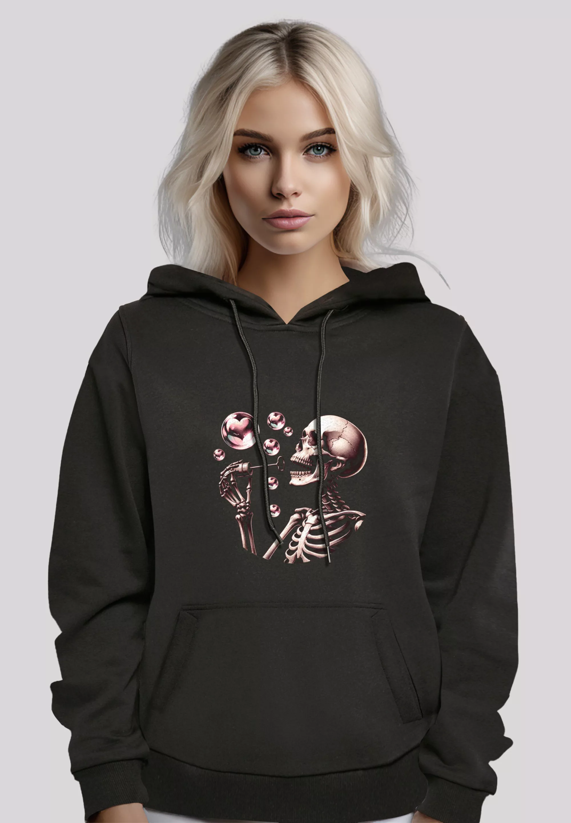 F4NT4STIC Kapuzenpullover "Niedliches Goth Skelett Herz Seifenblasen", Prem günstig online kaufen