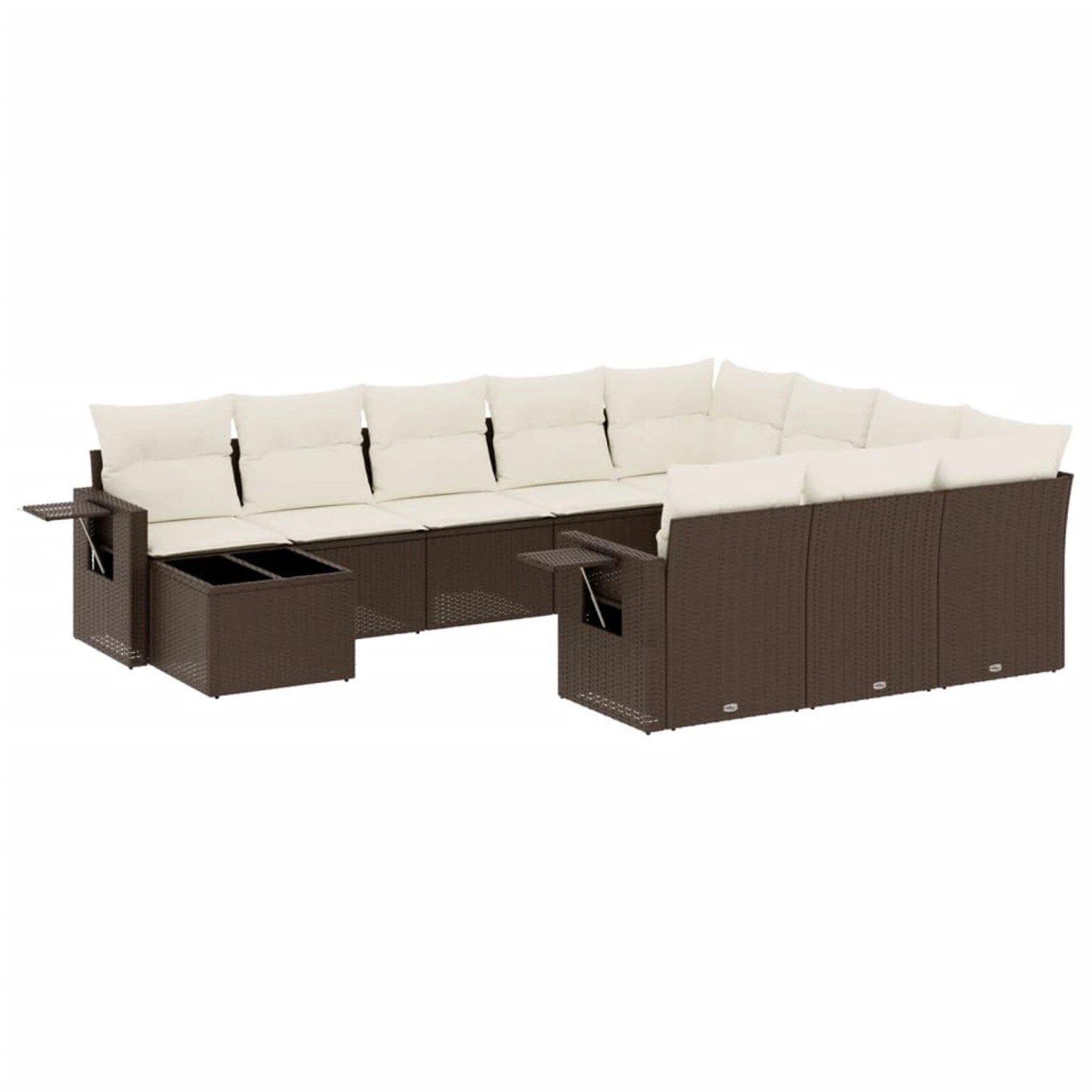 vidaXL 11-Tlg Garten-Sofagarnitur mit Kissen Braun Poly Rattan 3220732 günstig online kaufen