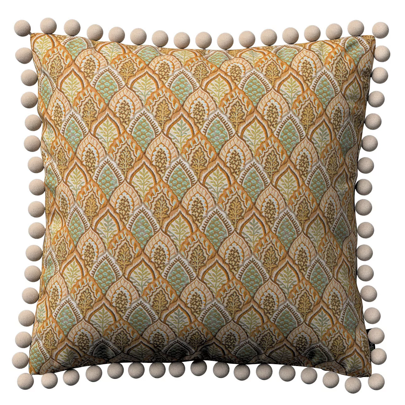 Kissenhülle Wera mit Bommeln, beige- grün, 45 x 45 cm, Intenso Premium (144 günstig online kaufen