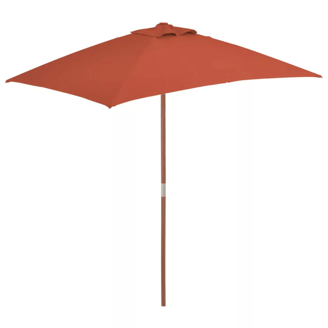 Sonnenschirm Mit Holzmast 150 X 200 Cm Terrakotta günstig online kaufen