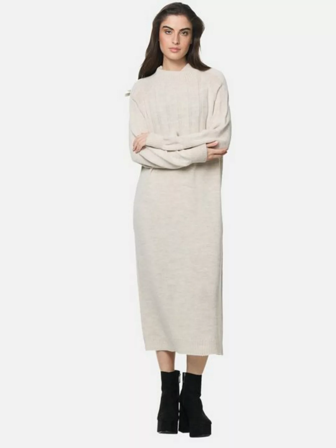 Elara Sommerkleid Elara Damen Strickkleid Stehkragen (1-tlg) günstig online kaufen