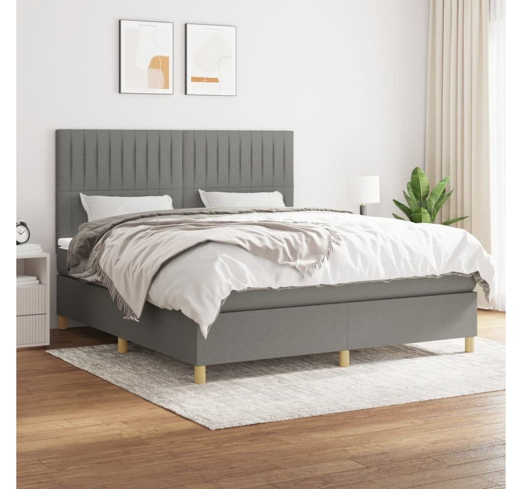 furnicato Bett Boxspringbett mit Matratze Dunkelgrau 160x200 cm Stoff günstig online kaufen