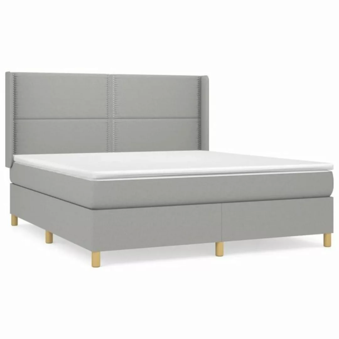 vidaXL Boxspringbett Boxspringbett mit Matratze Hellgrau 160x200 cm Stoff B günstig online kaufen