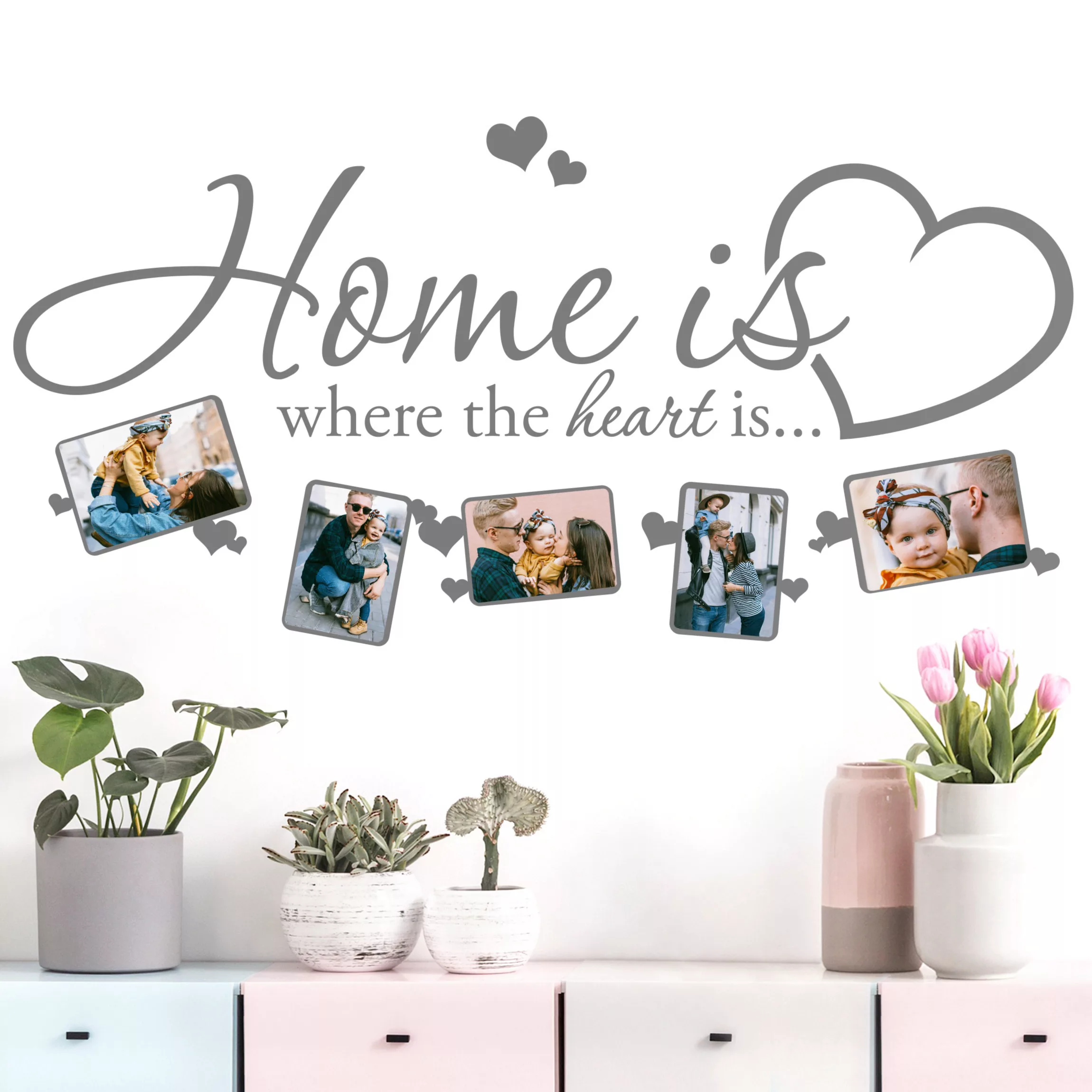 Wandtattoo Spruch Home is where the heart is - Bilderrahmen günstig online kaufen