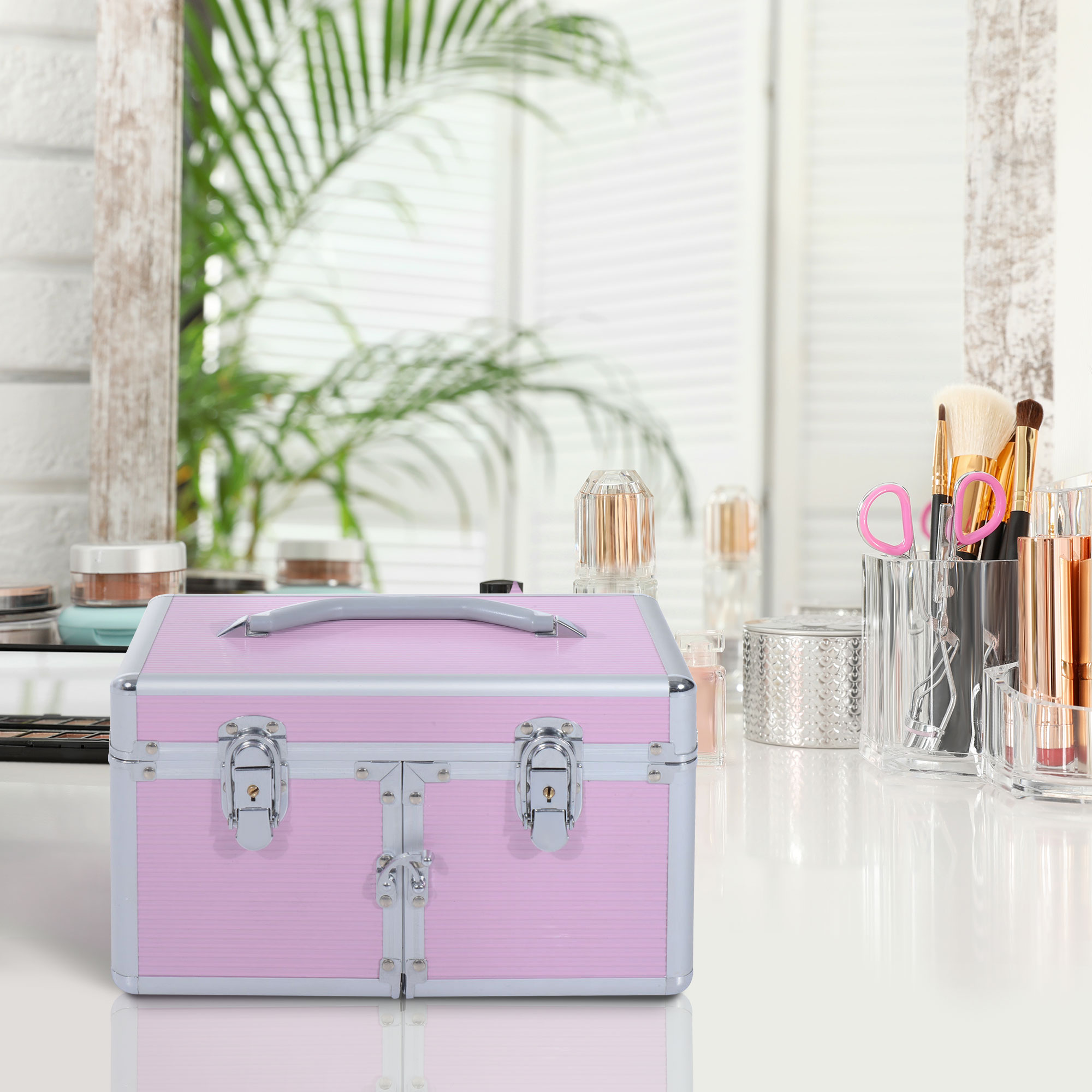 HOMCOM Professioneller Make-up Koffer Kosmetikkoffer Beauty Box tragbar Ver günstig online kaufen