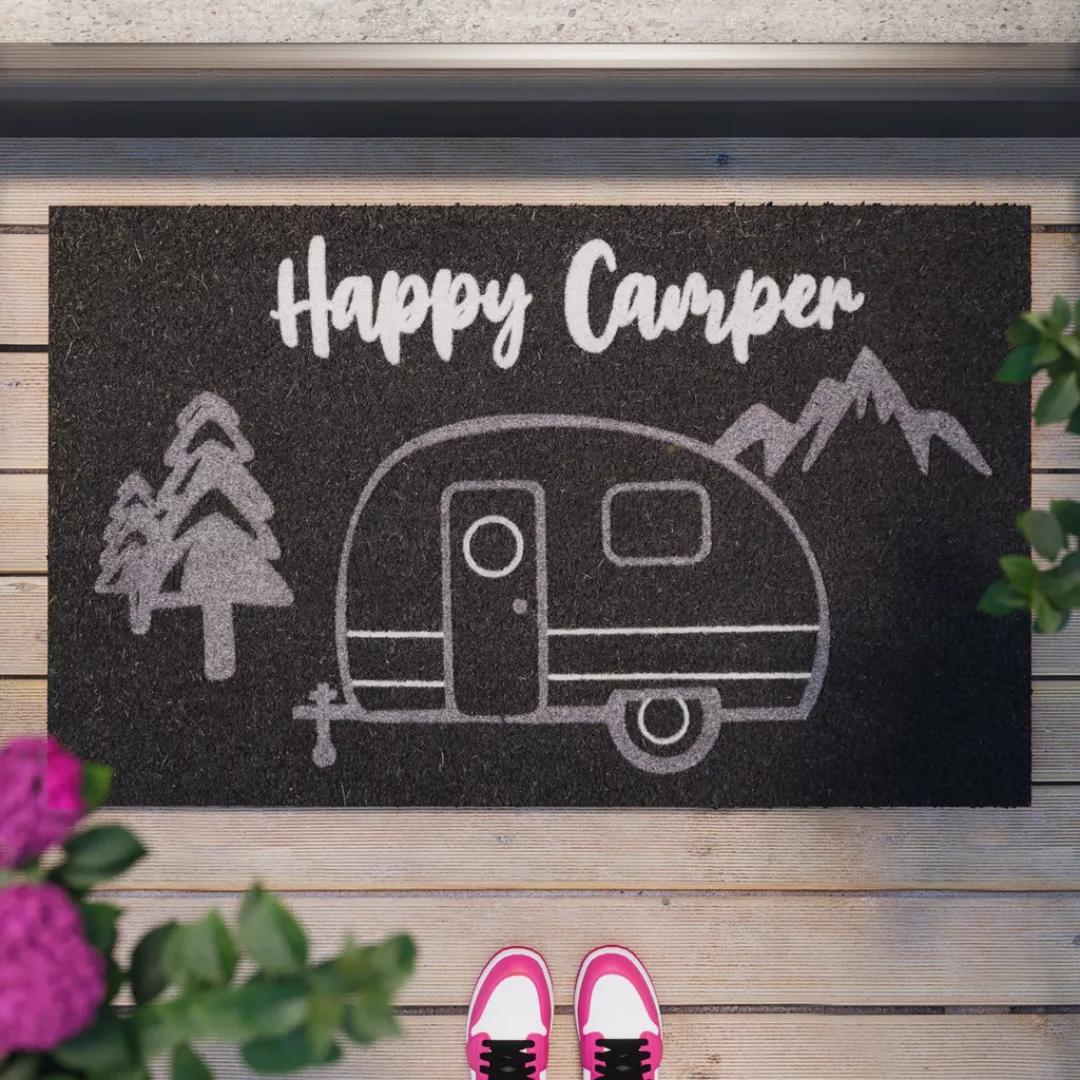 Wecon home Fußmatte »Happy Camper«, rechteckig, 18 mm Höhe, nachhaltig, rut günstig online kaufen