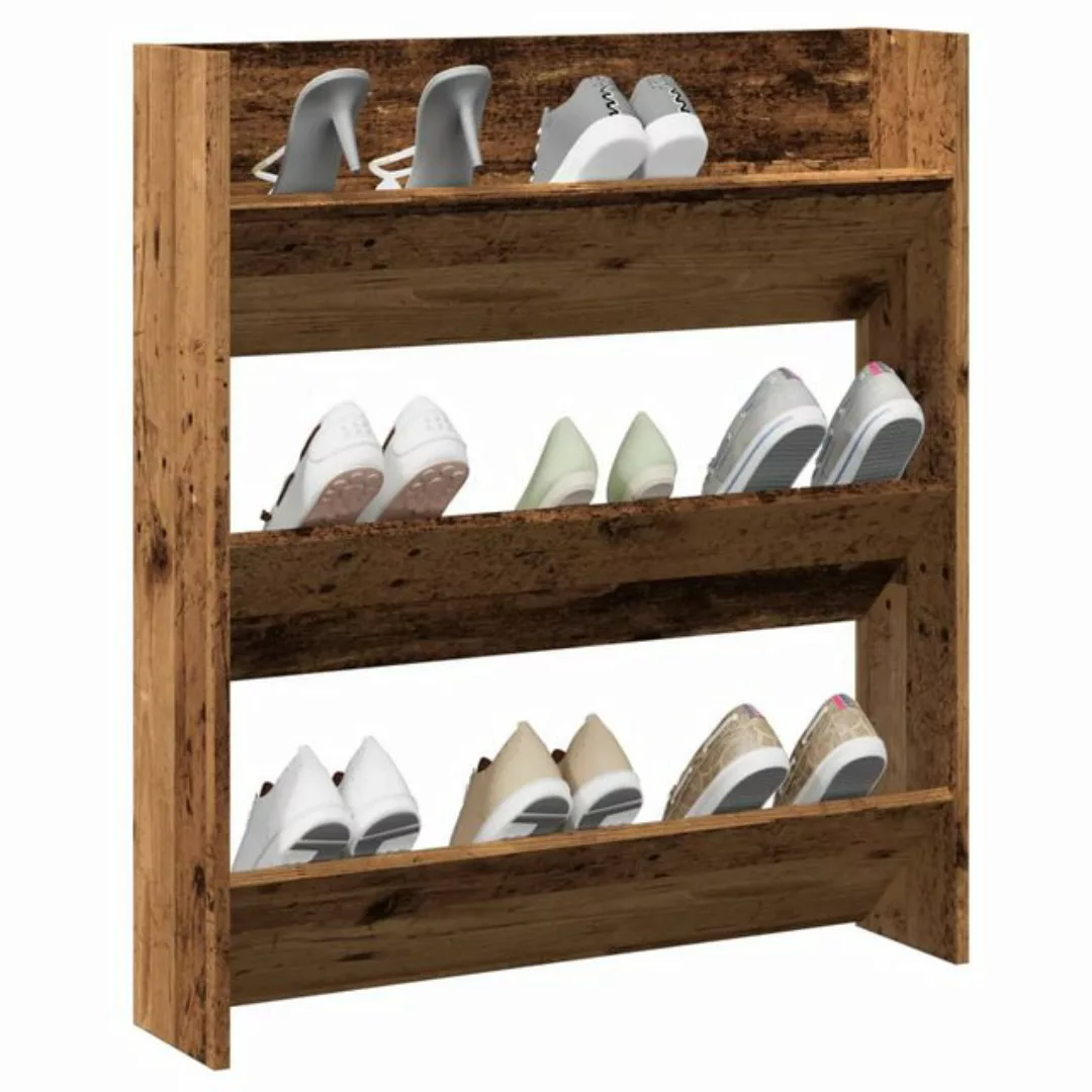 vidaXL Schuhschrank Schuhregal Wandmontage Altholz-Optik 80x18x90 cm Holzwe günstig online kaufen