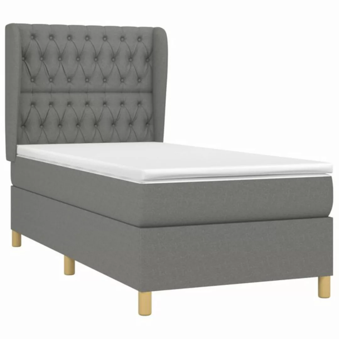 vidaXL Boxspringbett Boxspringbett mit Matratze Dunkelgrau 100x200 cm Stoff günstig online kaufen