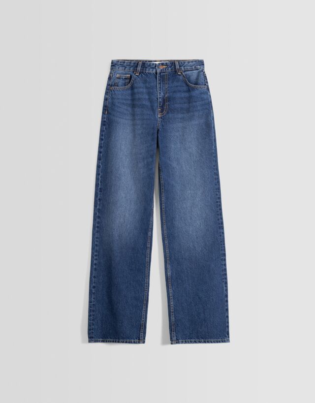 Bershka Wide Leg 90'S Jeans Bskteen 34 Blau günstig online kaufen