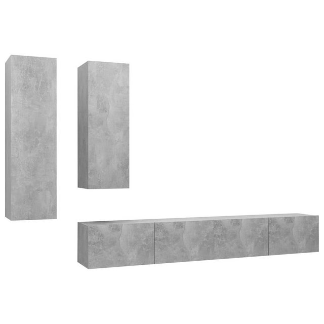 furnicato TV-Schrank 4-tlg. TV-Schrank-Set Betongrau Holzwerkstoff (1-St) günstig online kaufen