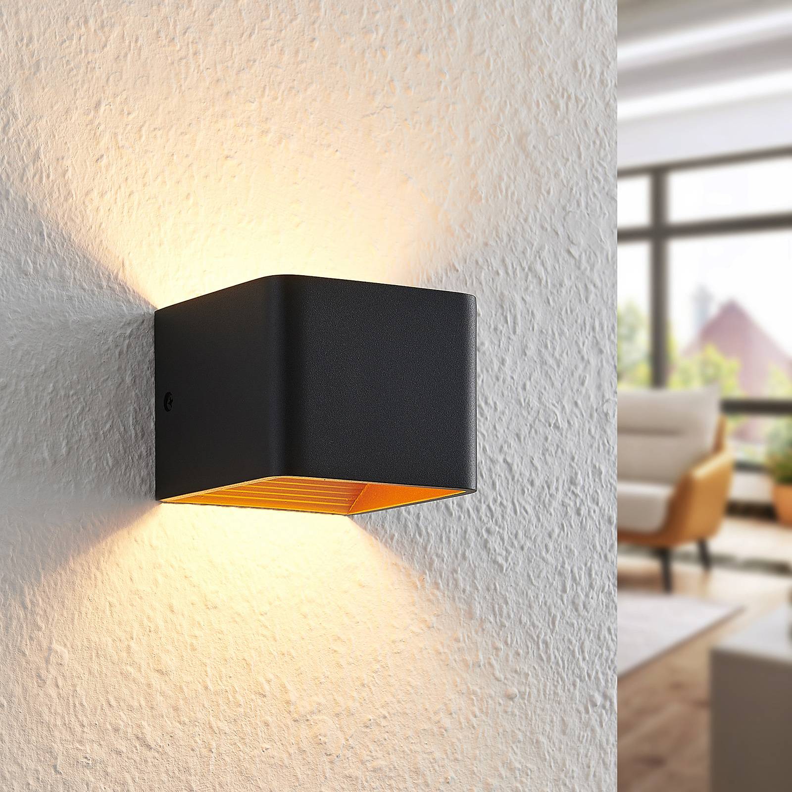 Arcchio LED-Wandlampe Karam, 10 cm, schwarz, Metall, up/down günstig online kaufen