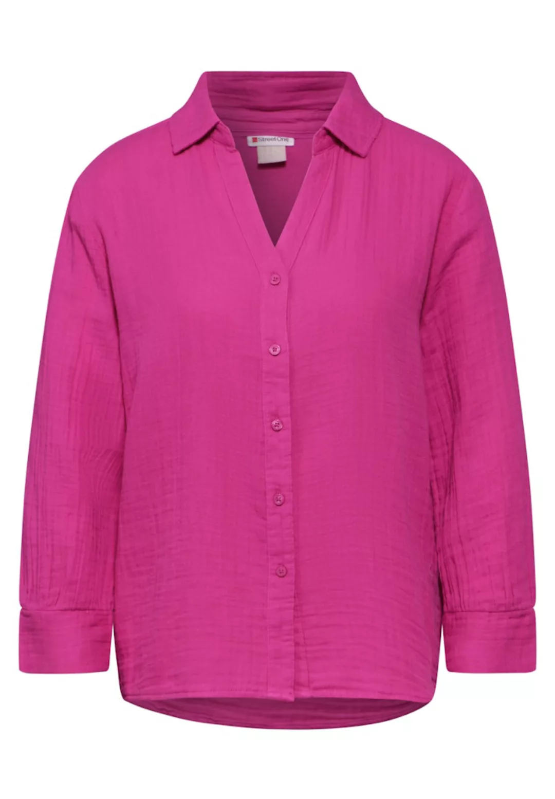 STREET ONE Blusenshirt LTD QR Muslin shirtcollar blou, royal fuchsia günstig online kaufen