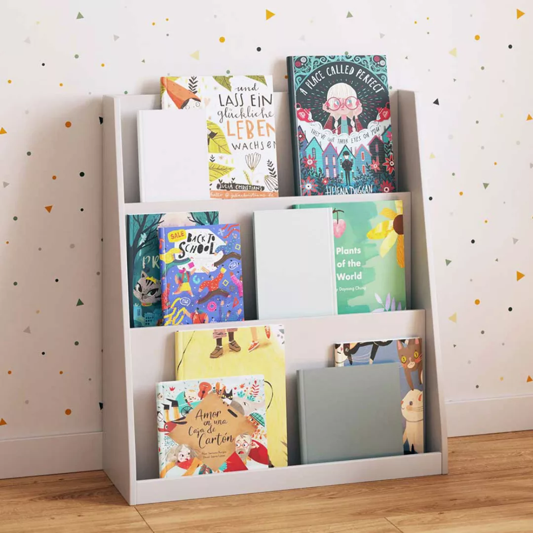 Weißes Kinderregal für Bücher 70 cm hoch - 60 cm breit günstig online kaufen