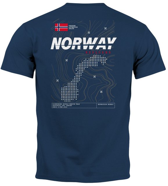 Neverless Print-Shirt Herren T-Shirt Backprint Norwegen Flagge Schriftzug N günstig online kaufen