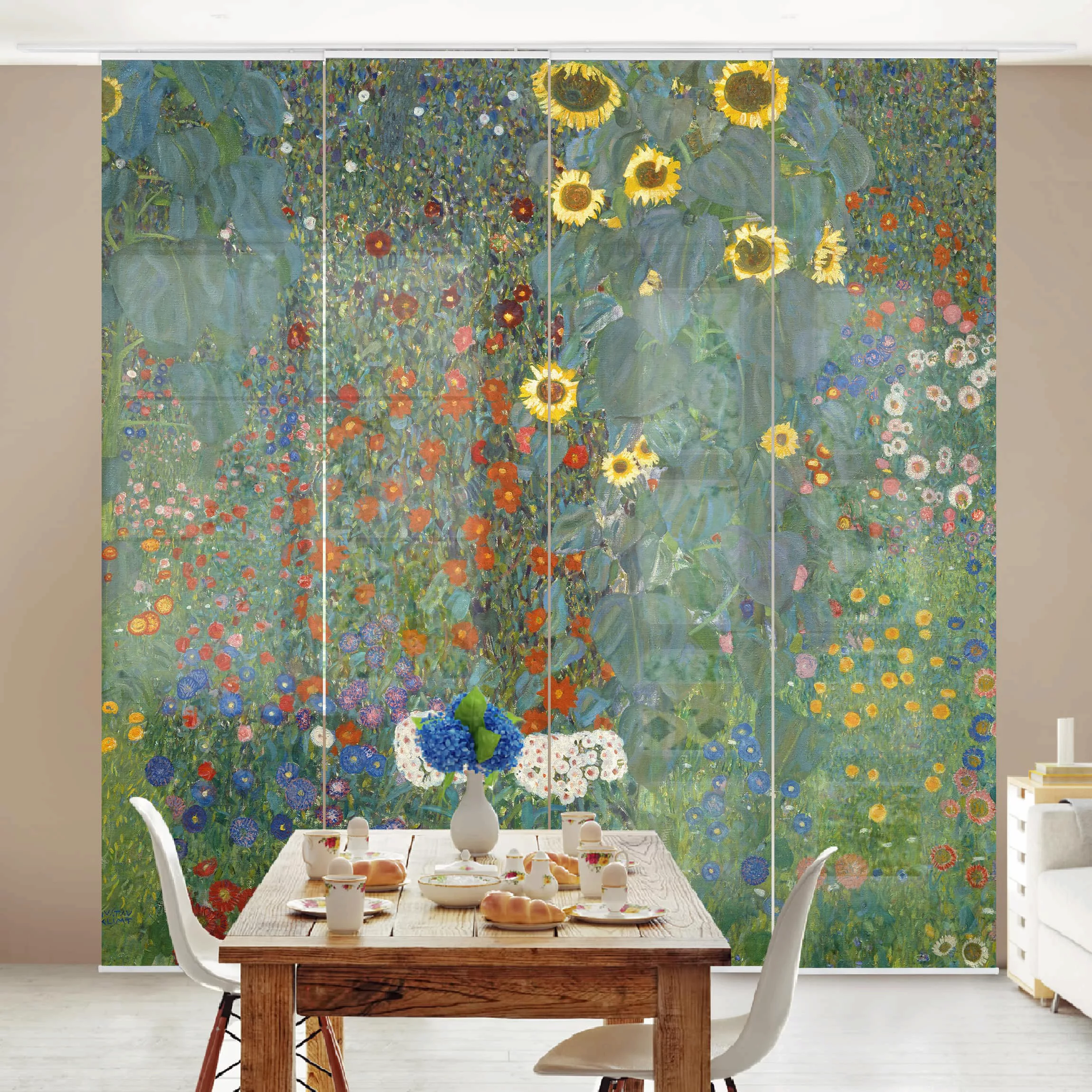 Schiebegardinen Set Blumen Gustav Klimt - Garten Sonnenblumen günstig online kaufen