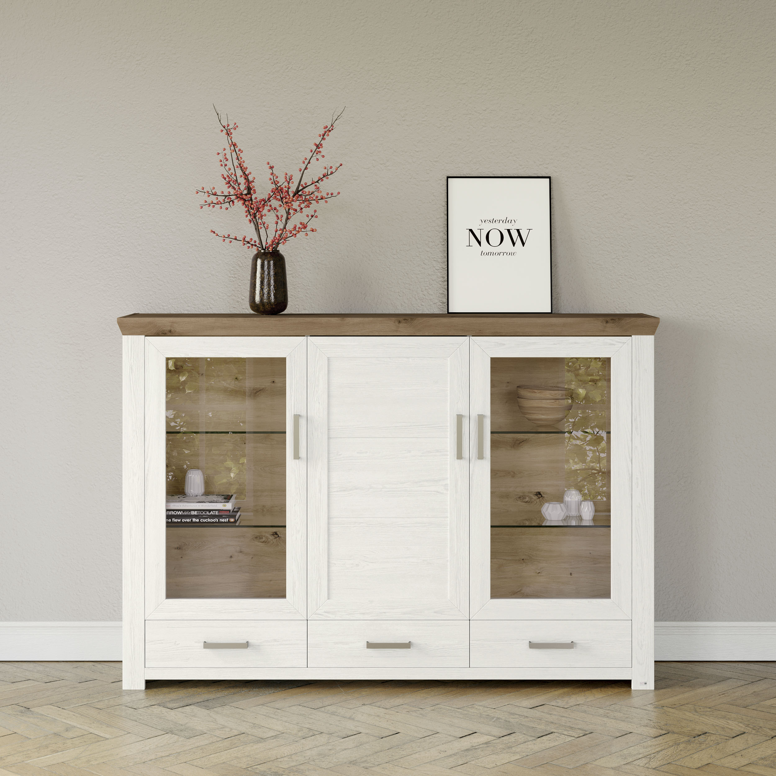 set one by Musterring Highboard "York", Typ 57, mit Glastüren, viel Staurau günstig online kaufen