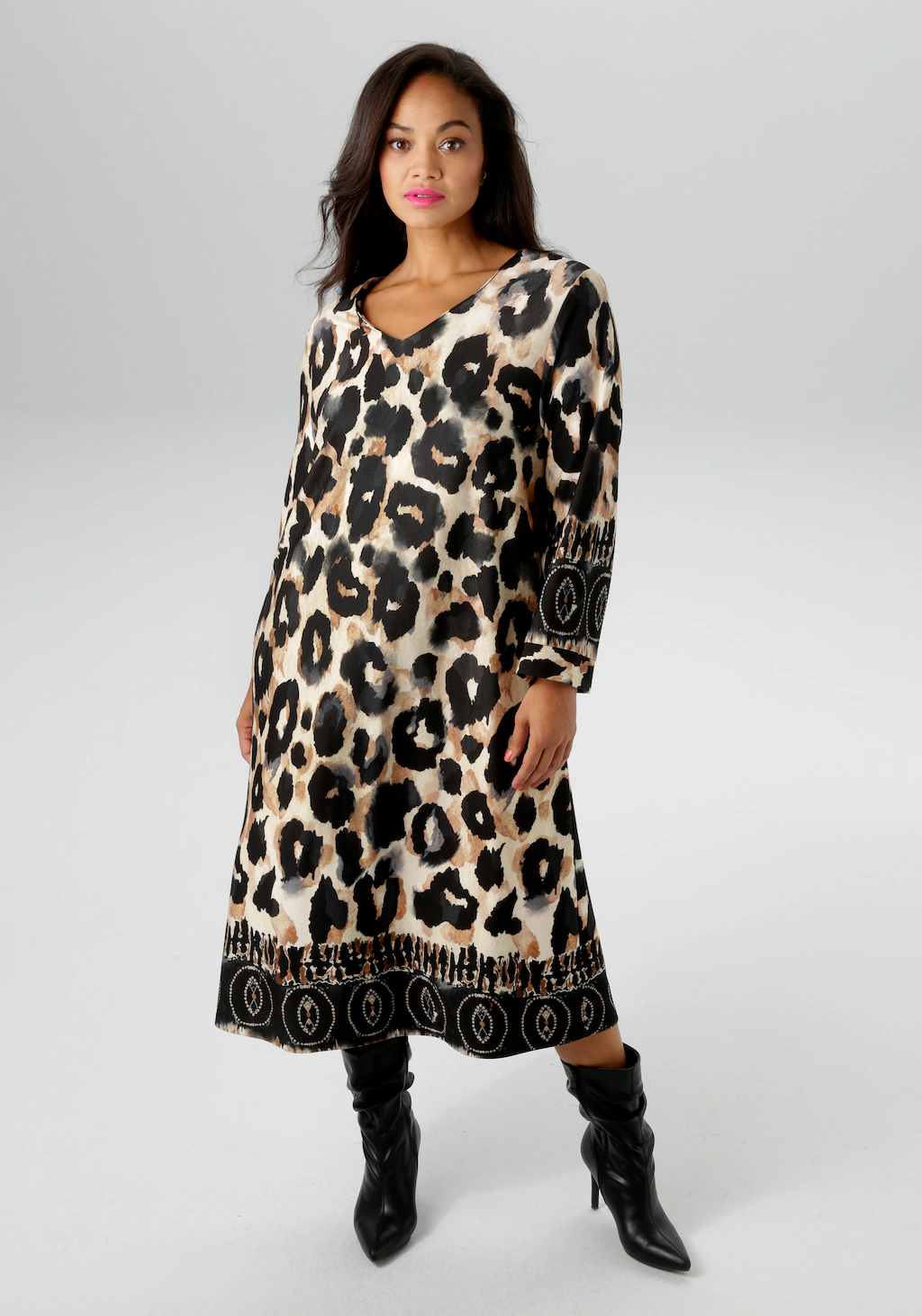 Aniston PLUS Jerseykleid, in ausdrucksvoller Animalprint - NEUE KOLLEKTION günstig online kaufen