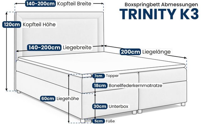 Best for Home Boxspringbett mit Bettkasten Trinity K-3 Bonellfederkern inkl günstig online kaufen