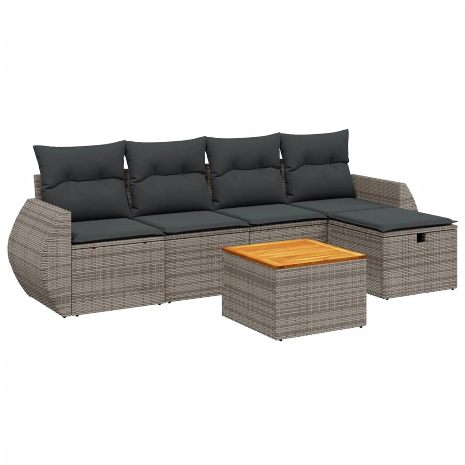 vidaXL 6-Tlg Garten-Sofagarnitur mit Kissen Grau Poly Rattan 3265057 günstig online kaufen