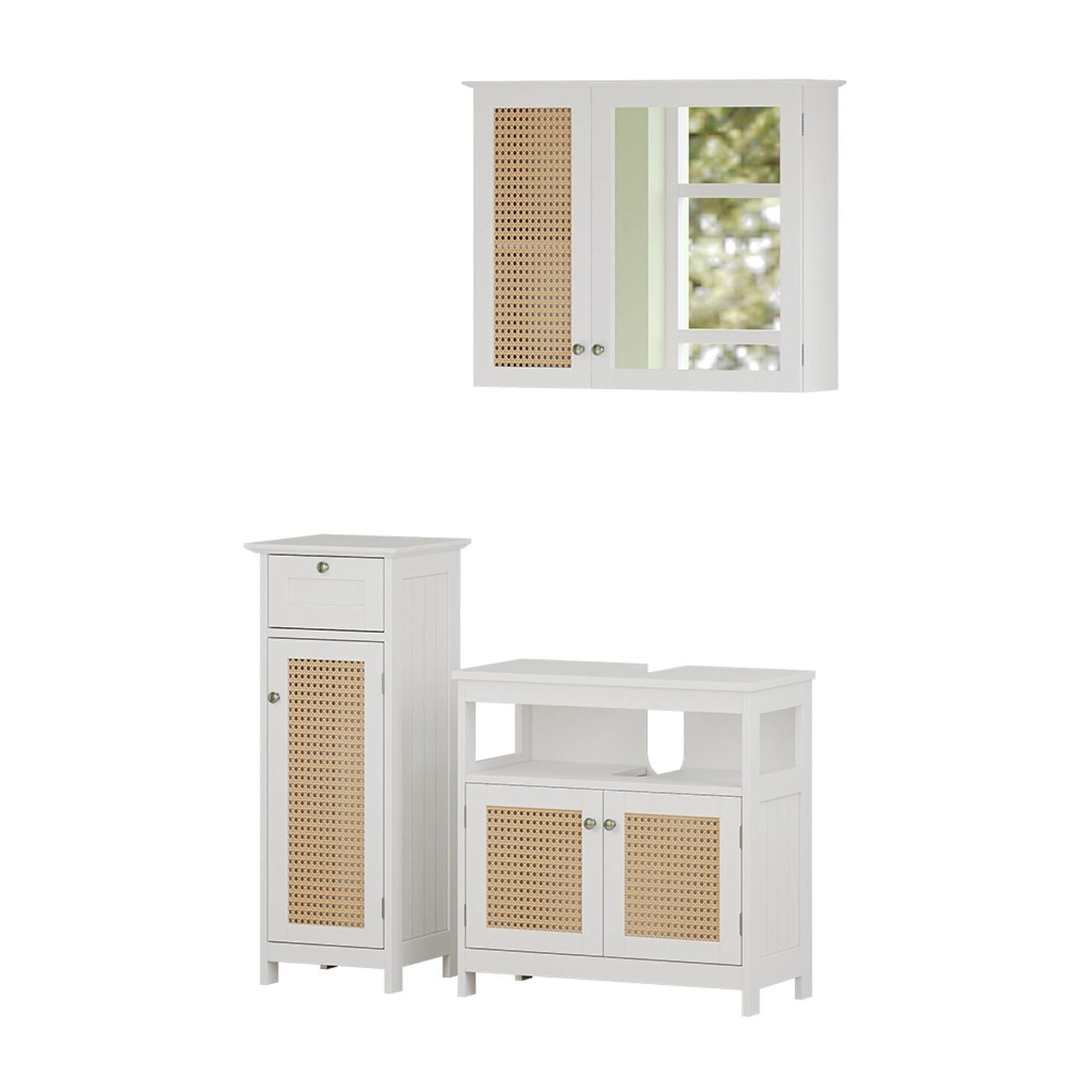 Vicco Badmöbel-Set Rosario Weiß 3 Teile mit Midischrank günstig online kaufen