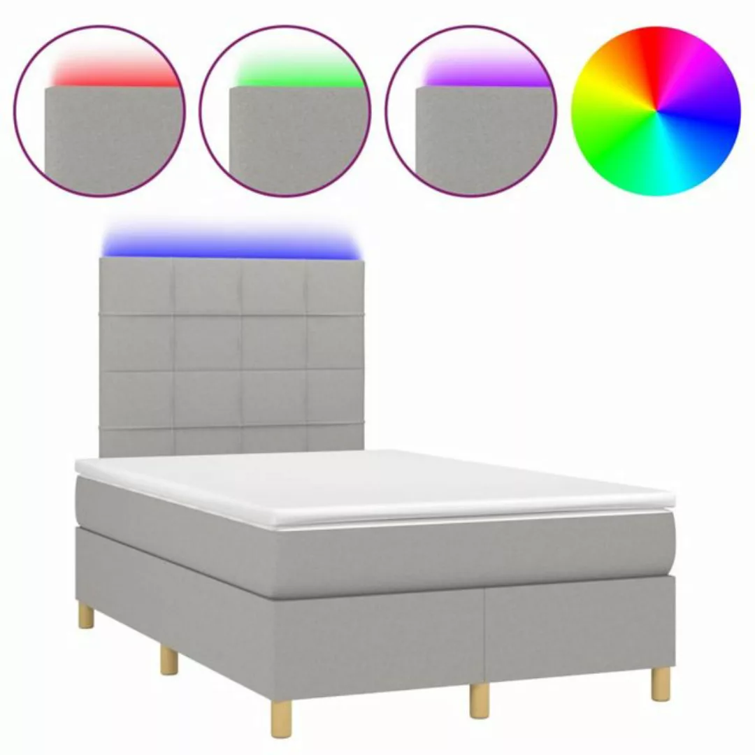 vidaXL Boxspringbett (120 x 200 cm, Quadrate, Hellgrau), mit LED günstig online kaufen