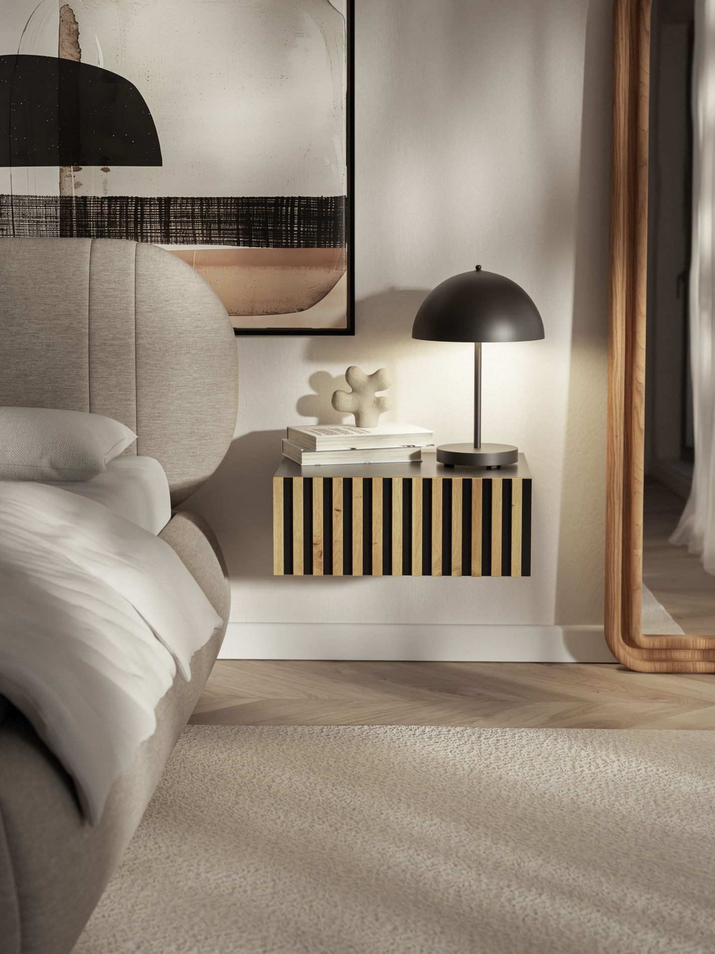 Selsey Nachttisch TELIRE, Platzsparende Wandmontage, Lamellenfront, günstig online kaufen
