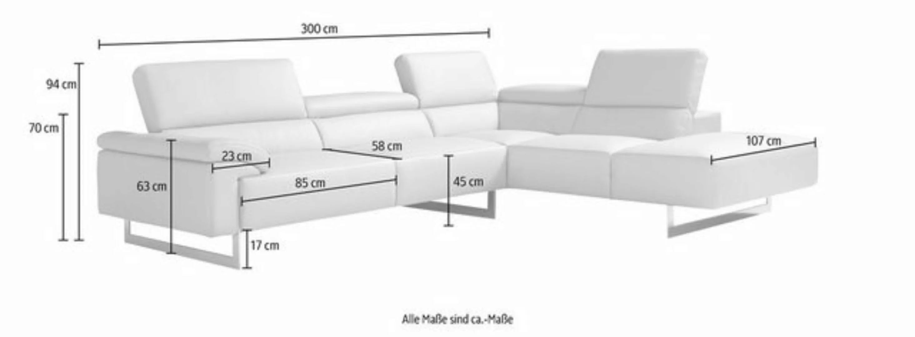 Egoitaliano Ecksofa "Malika", mit Ottomane, inkl. Kopfteilverstellung und c günstig online kaufen