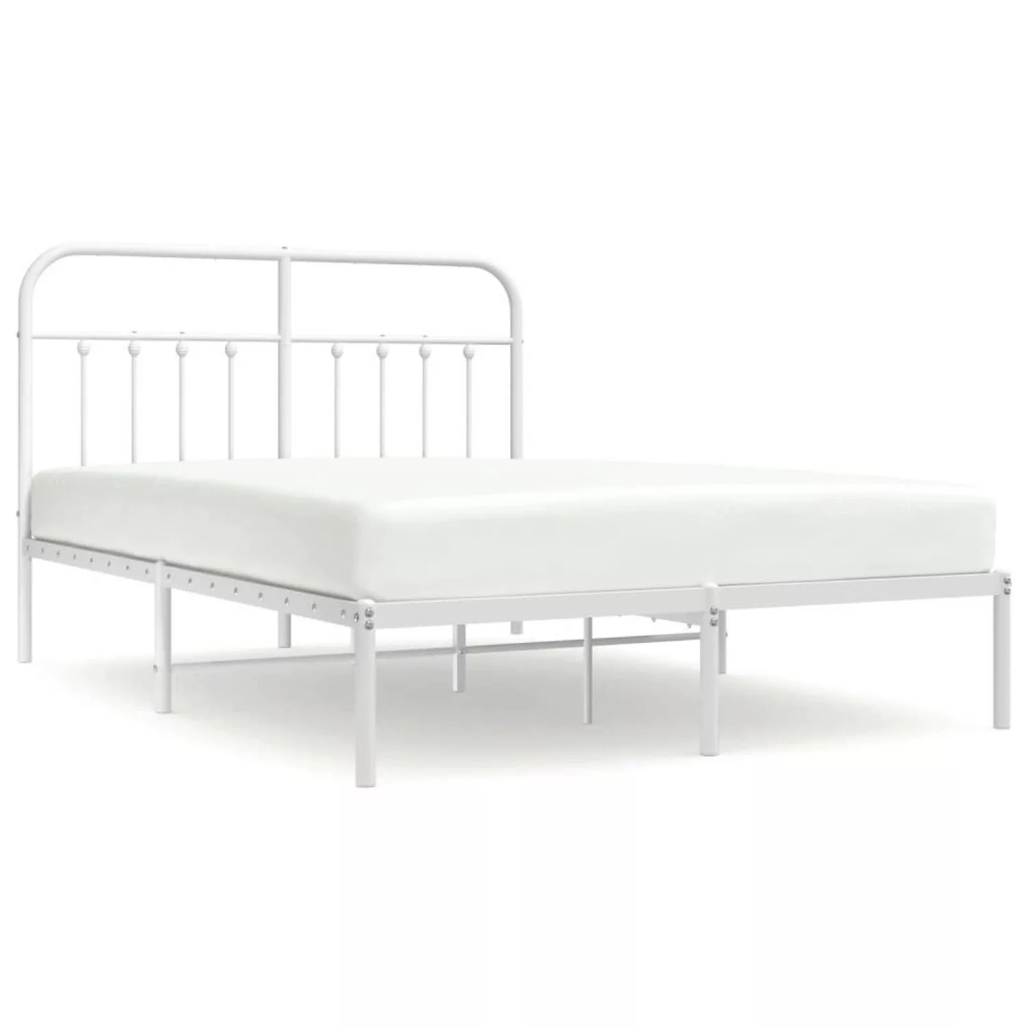 vidaXL Bettgestell, Bettrahmen mit Kopfteil Metall Weiß 140x190 cm günstig online kaufen