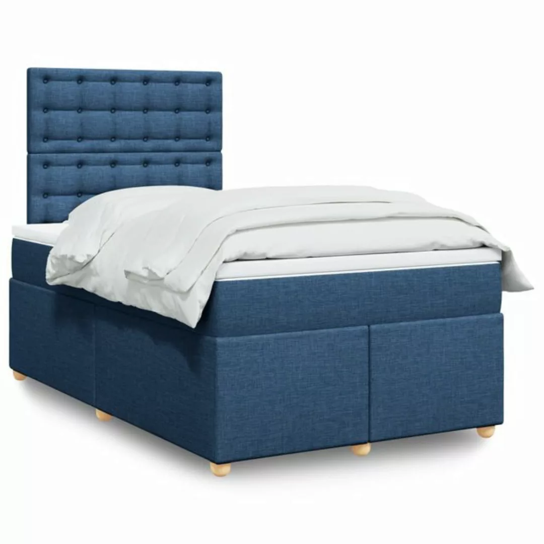 vidaXL Boxspringbett, Boxspringbett mit Matratze Blau 120x190 cm Stoff günstig online kaufen