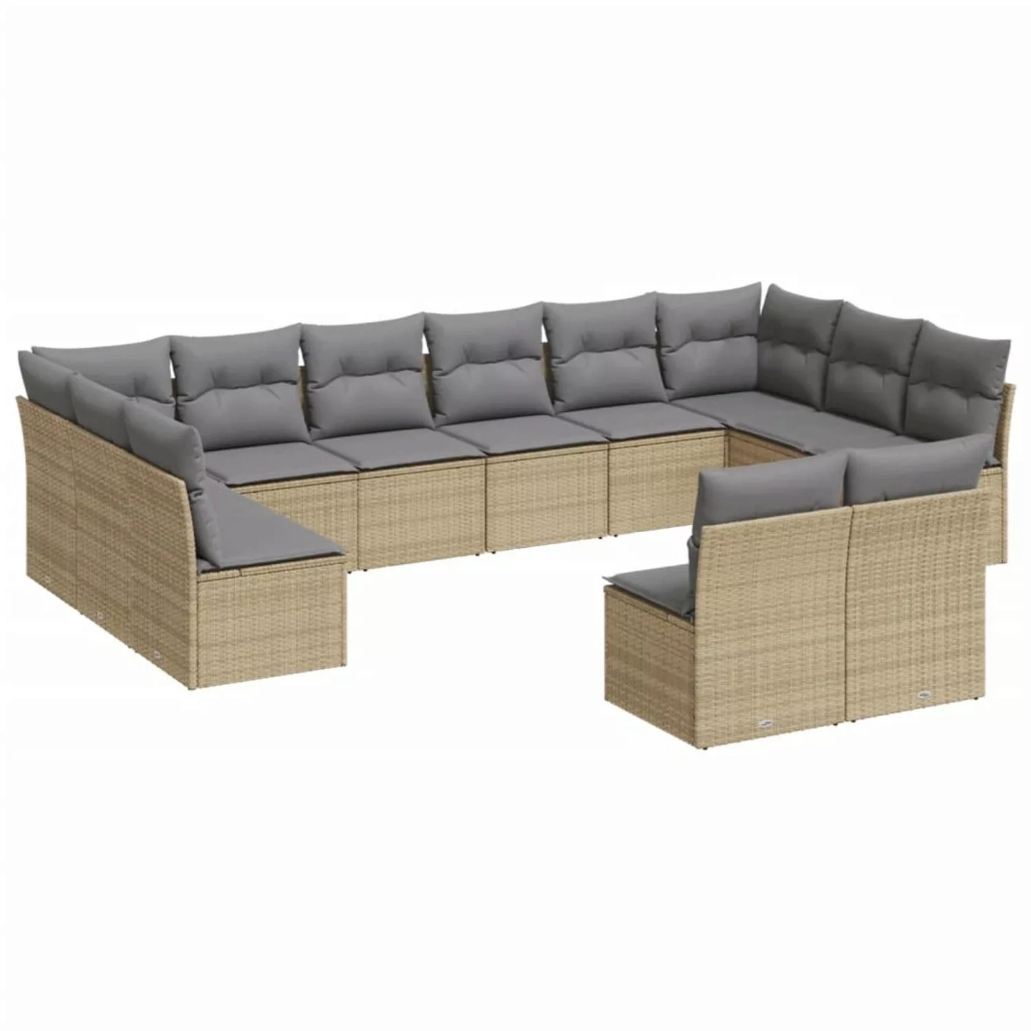 vidaXL 12-tlg Garten-Sofagarnitur mit Kissen Beige Poly Rattan Modell 24 günstig online kaufen