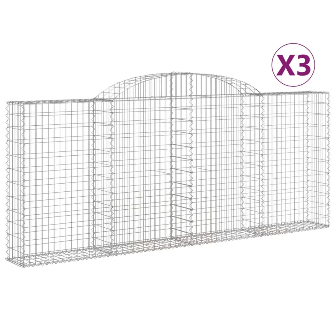 Vidaxl Gabionen Mit Hochbogen 3 Stk. 300x30x120/140cm Verzinktes Eisen günstig online kaufen