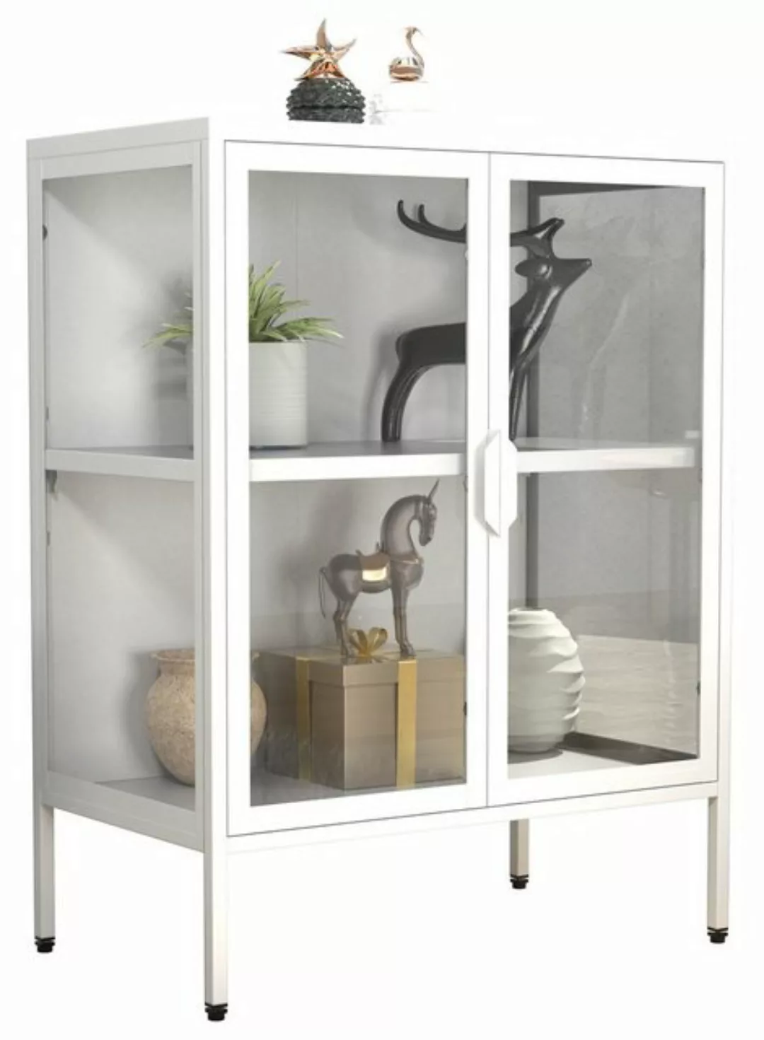 VCM Standvitrine Stahl Glas Standvitrine Vitrine Schaukasten FlokaS günstig online kaufen