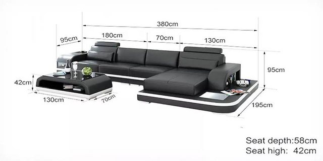 Xlmoebel Ecksofa Neues Designer-Sofa aus Leder in L-Form mit Eckcouch und p günstig online kaufen