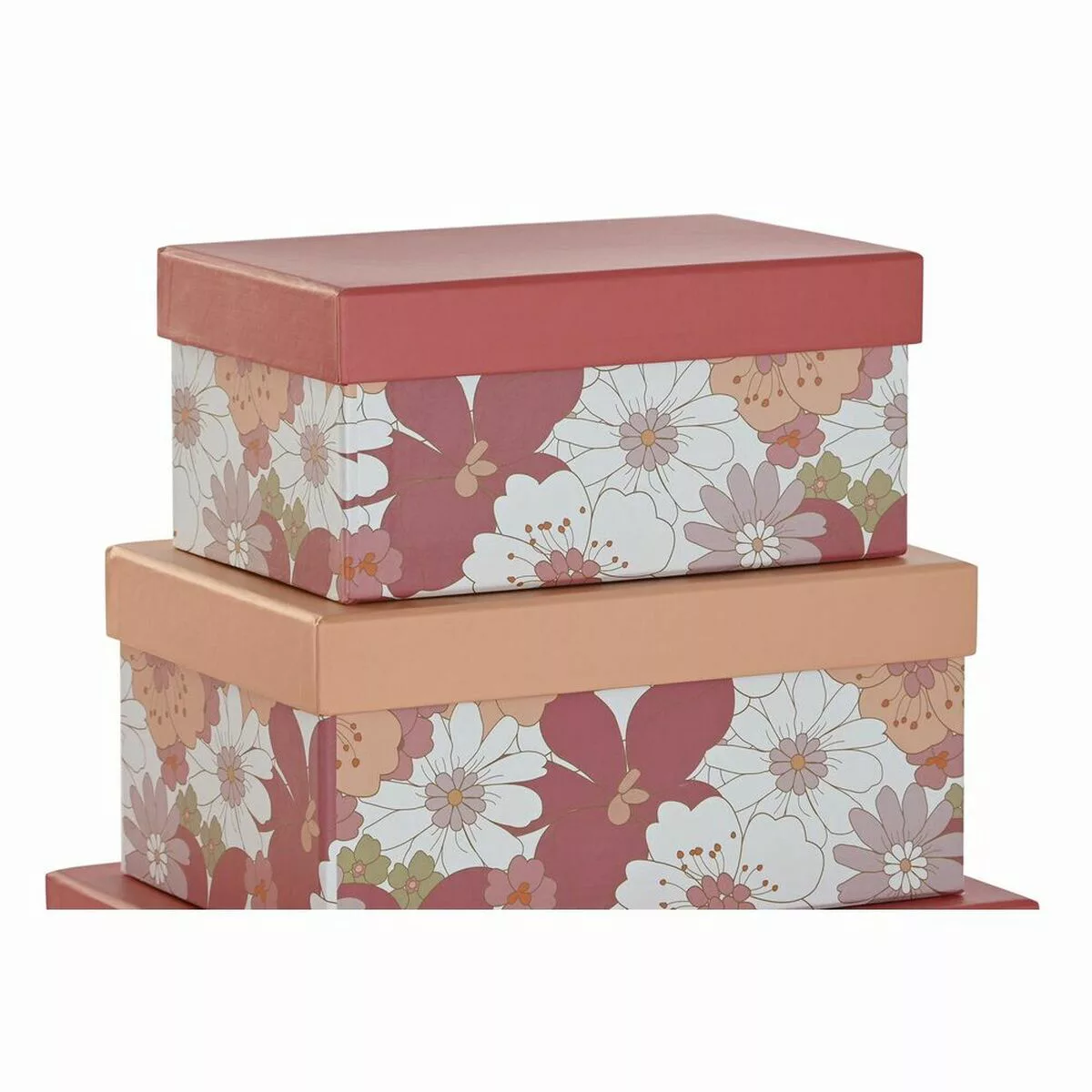 Satz Stapelbarer Organizerboxen Dkd Home Decor Pink Weiß Pfirsich Pappe (43 günstig online kaufen
