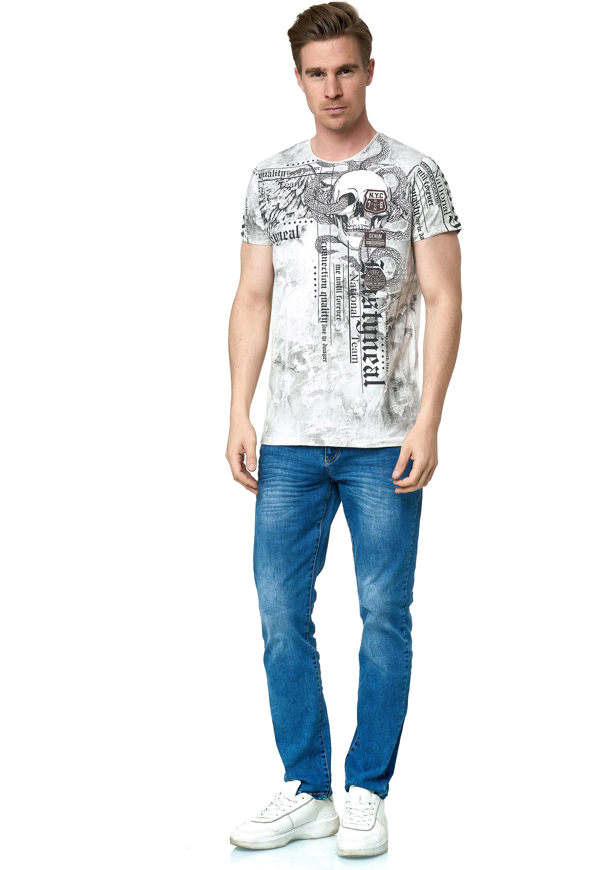 Rusty Neal T-Shirt, mit coolem Allover-Print günstig online kaufen