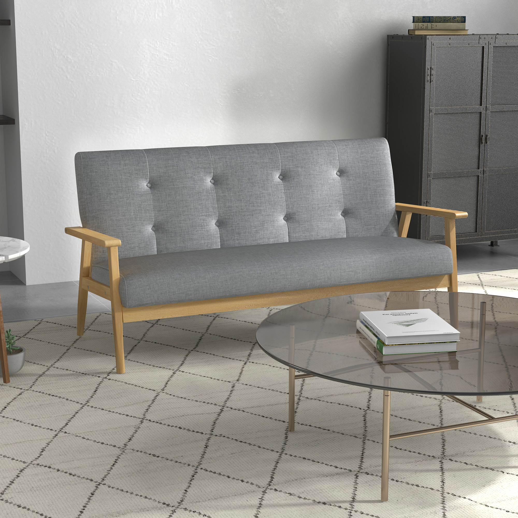 HOMCOM 3-Sitzer Sofa, Couch mit Armlehnen, Rückenkissen, Wohnzimmersofa mit günstig online kaufen