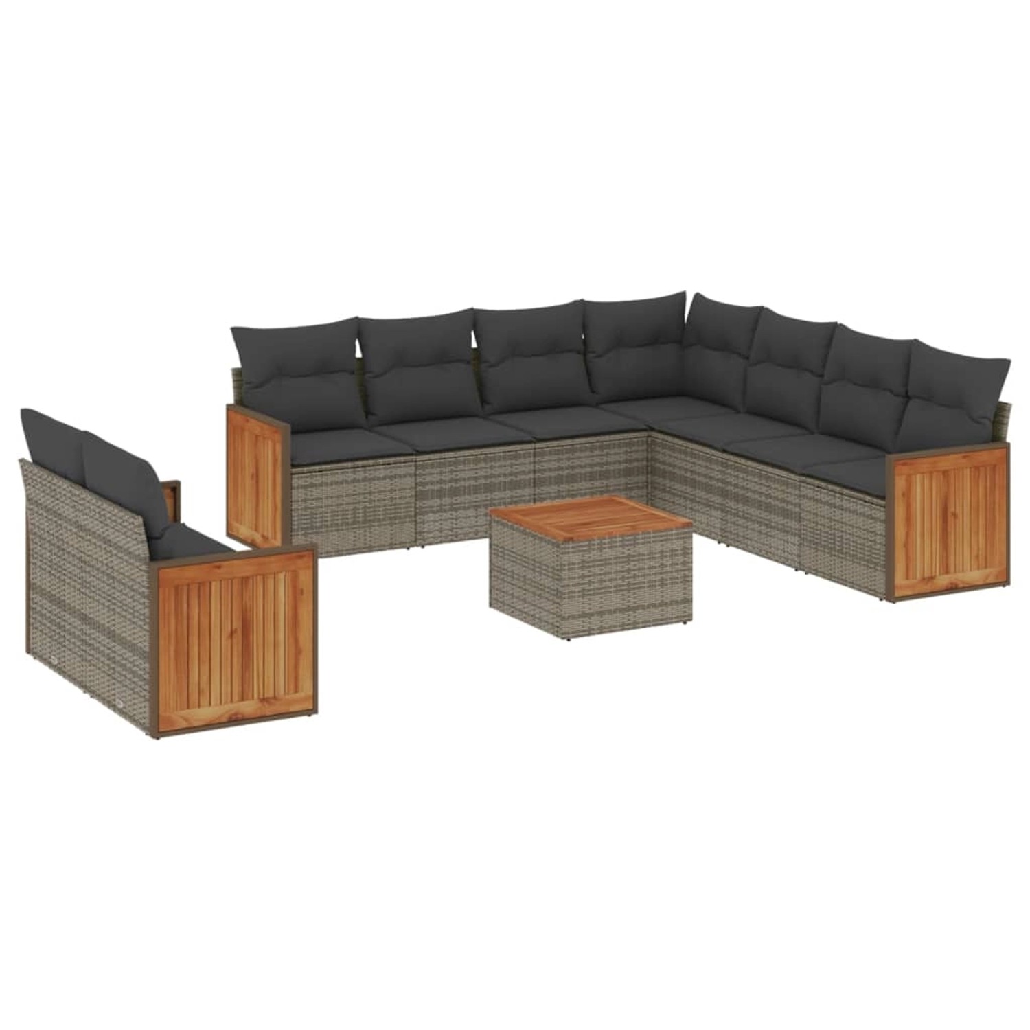 vidaXL 10-Tlg Garten-Sofagarnitur mit Kissen Grau Poly Rattan 3260191 günstig online kaufen