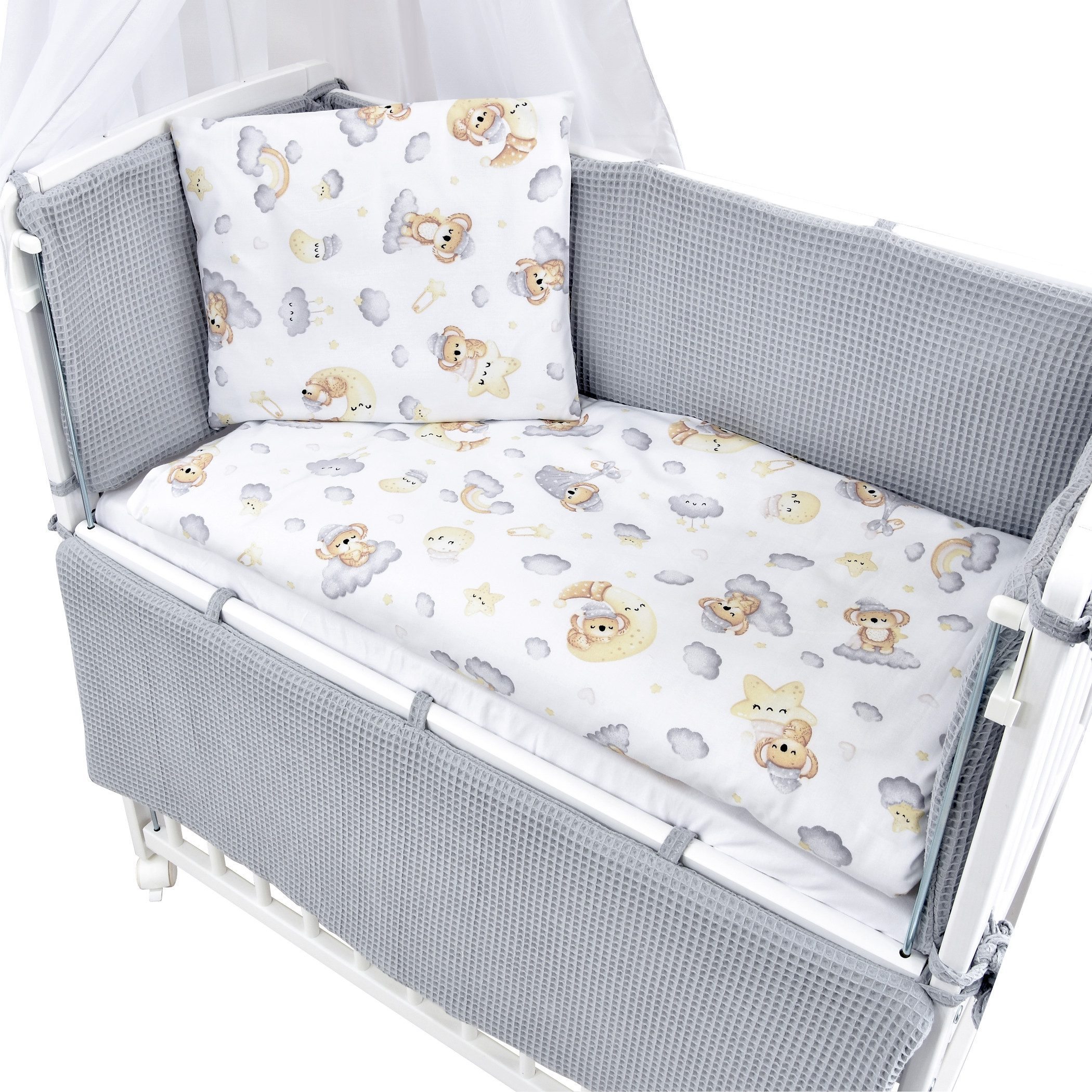 Baby-Delux Beistellbett Babybett Waffelpique Koala Grau, günstig online kaufen