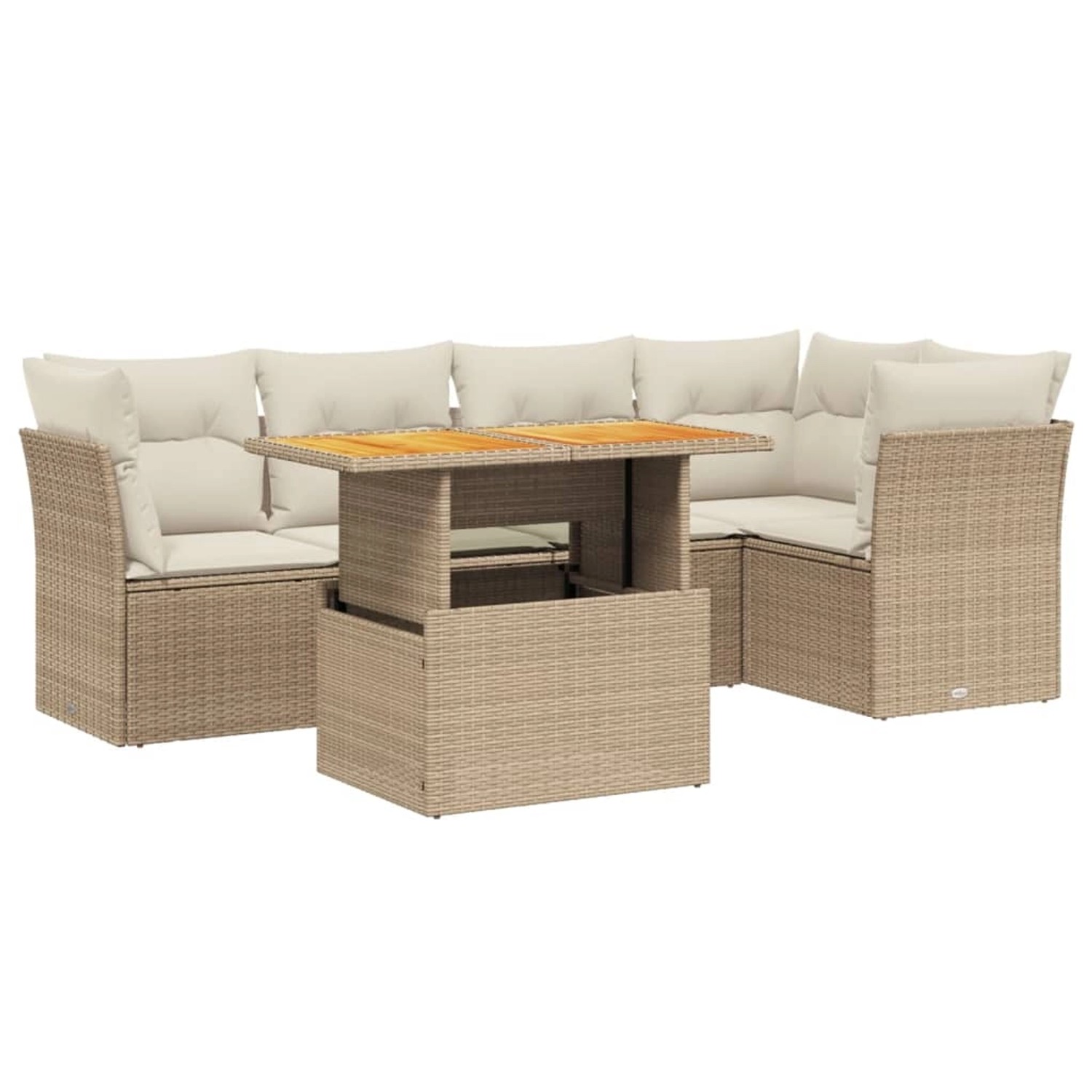 vidaXL 5-Tlg Garten-Sofagarnitur mit Kissen Beige Poly Rattan 3270820 günstig online kaufen