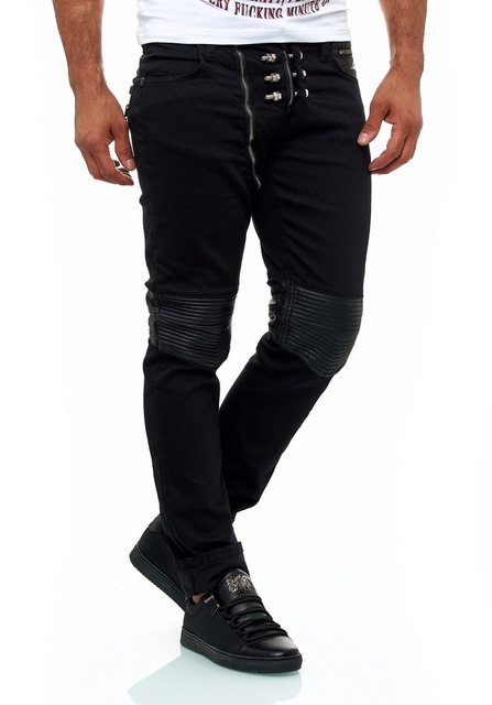 KINGZ Slim-fit-Jeans mit extravagantem Schrauben-Detail günstig online kaufen