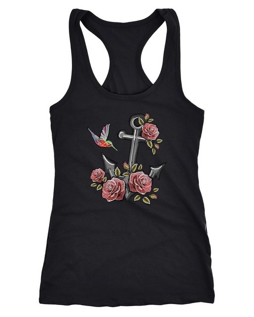 Neverless Tanktop Damen Tank-Top Anker Rosen Patch Tropical Anchor Stick-Op günstig online kaufen