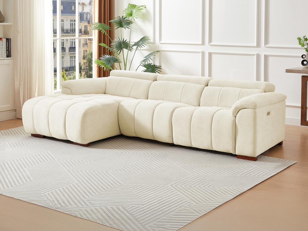 Eckrelaxsofa elektrisch - Ecke links - Stoff - Beige - MOLPICA günstig online kaufen