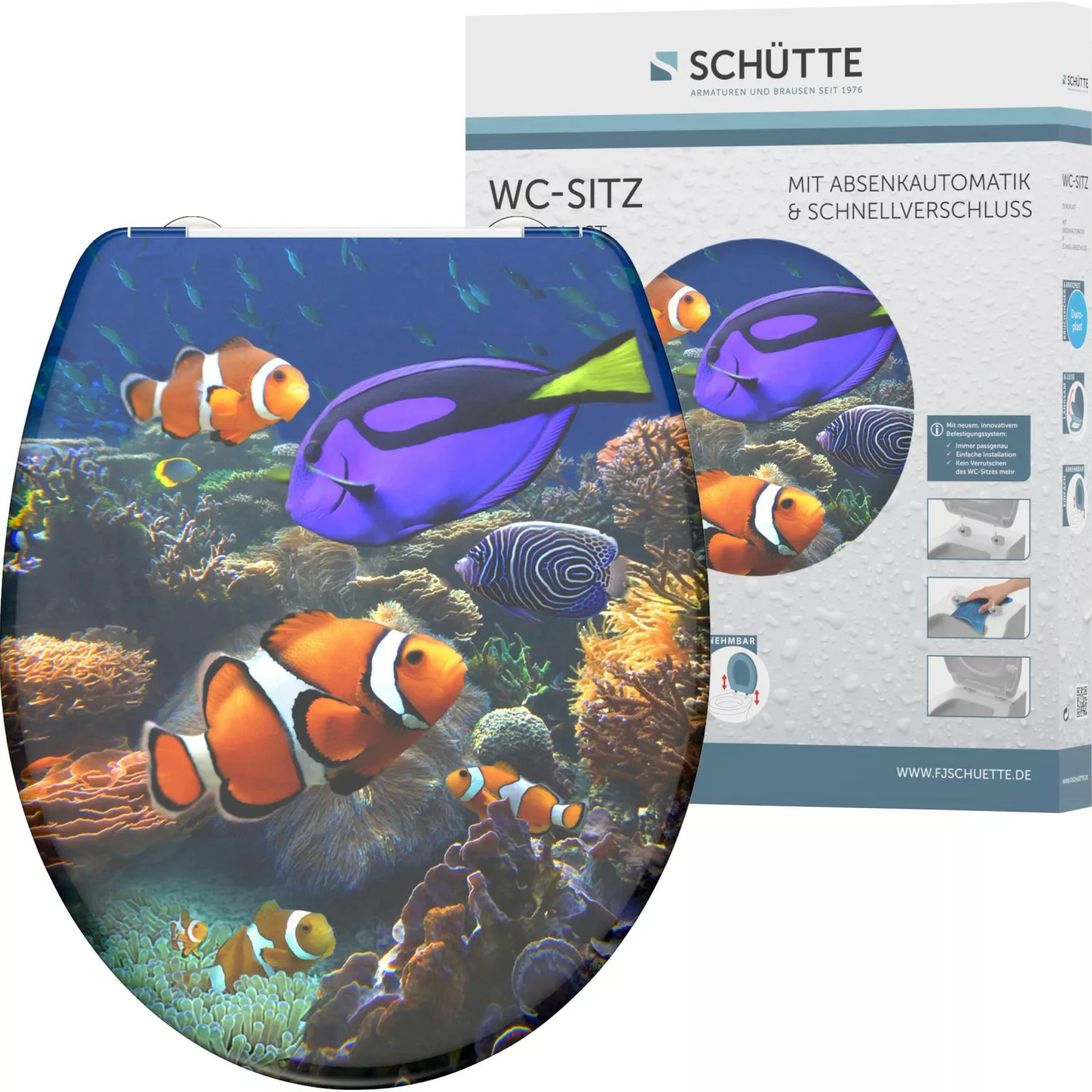 Schütte WC-Sitz Sea Life Duroplast mit Absenkautomatik & Schnellverschluss günstig online kaufen