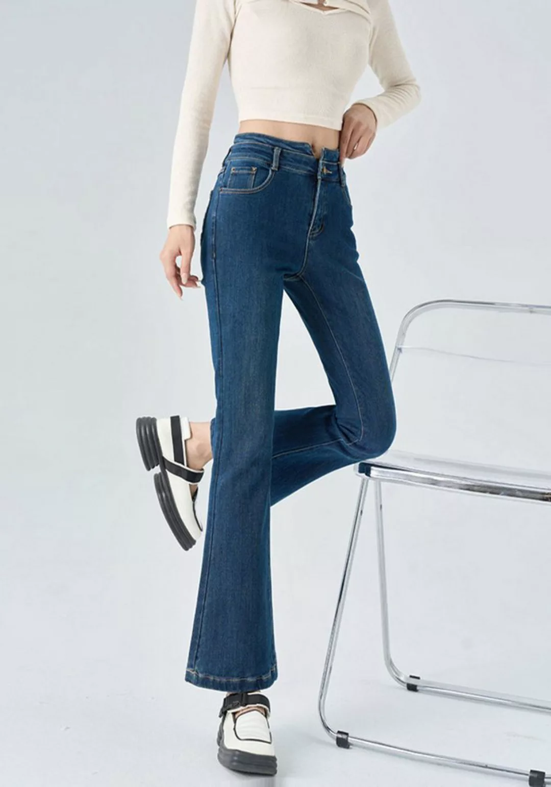 KIKI Bootcut-Jeans Fleece-Jeans –wintergefütterte Fleece -Schlaghose –Damen günstig online kaufen