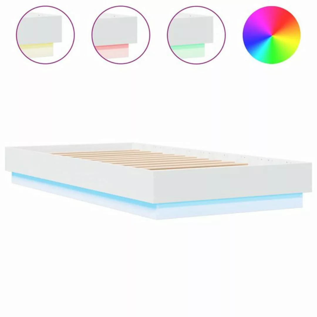 vidaXL Bettgestell Bettgestell mit LED Weiß 75x190 cm Bett Bettgestell günstig online kaufen