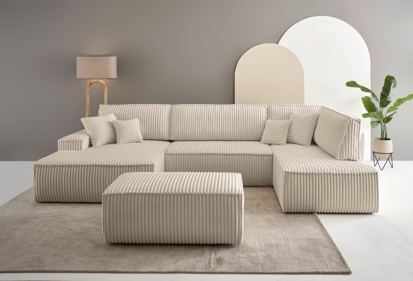 andas Wohnlandschaft FINNLEY U-Form XXL 329 cm, Schlafsofa, Schlaffunktion günstig online kaufen