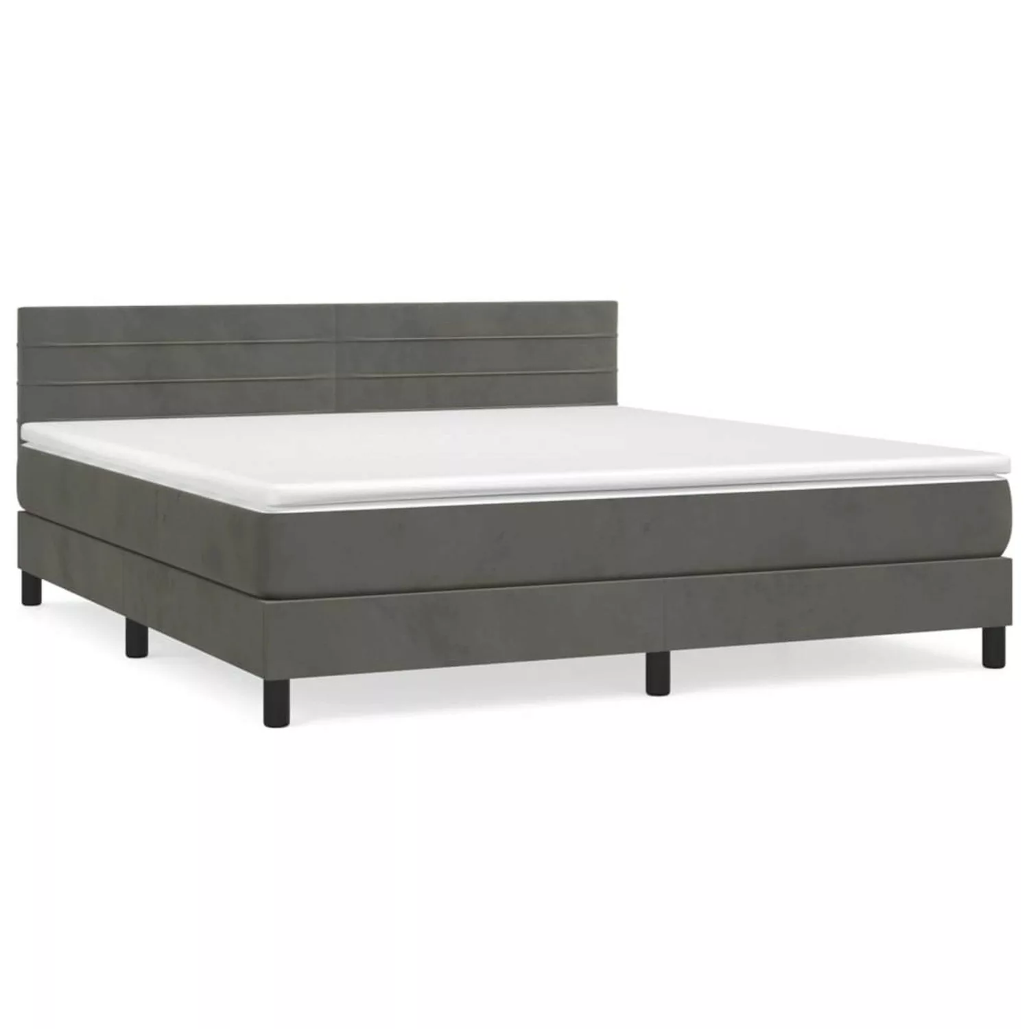 vidaXL Boxspringbett Boxspringbett mit Matratze Dunkelgrau 160x200 cm Samt günstig online kaufen