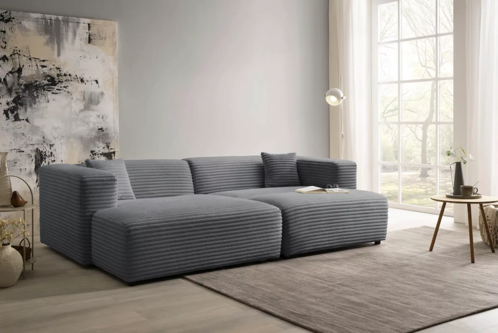 andas Polsterecke "BAKELS", Ecksofa-Set (incl. Hocker) im trendigen Megacor günstig online kaufen